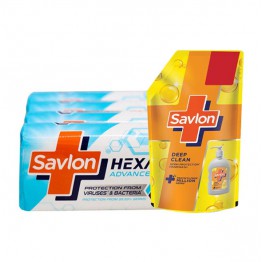 Savlon Hexa Advance Germ Protection Bathing Soap 4X75gm + 175ml Savlon Deep Clean Hand Wash